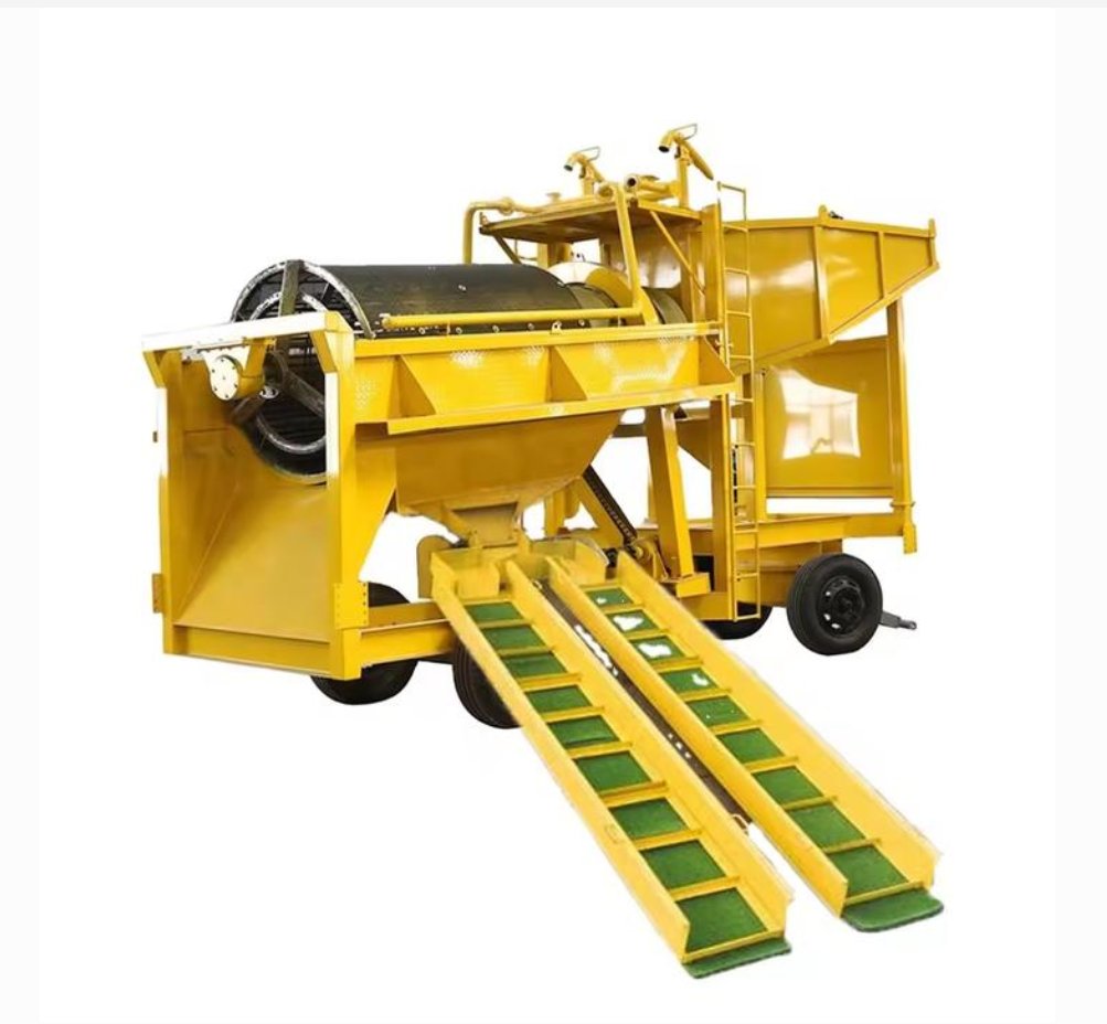 WSHT Large Gold Trommel Screen Mobile River Sand Gold Washing Equipment High Capacity Placer Gold Rotary Screening Machine